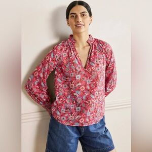 Boden Pink and Blue Floral  Blouse Size 2